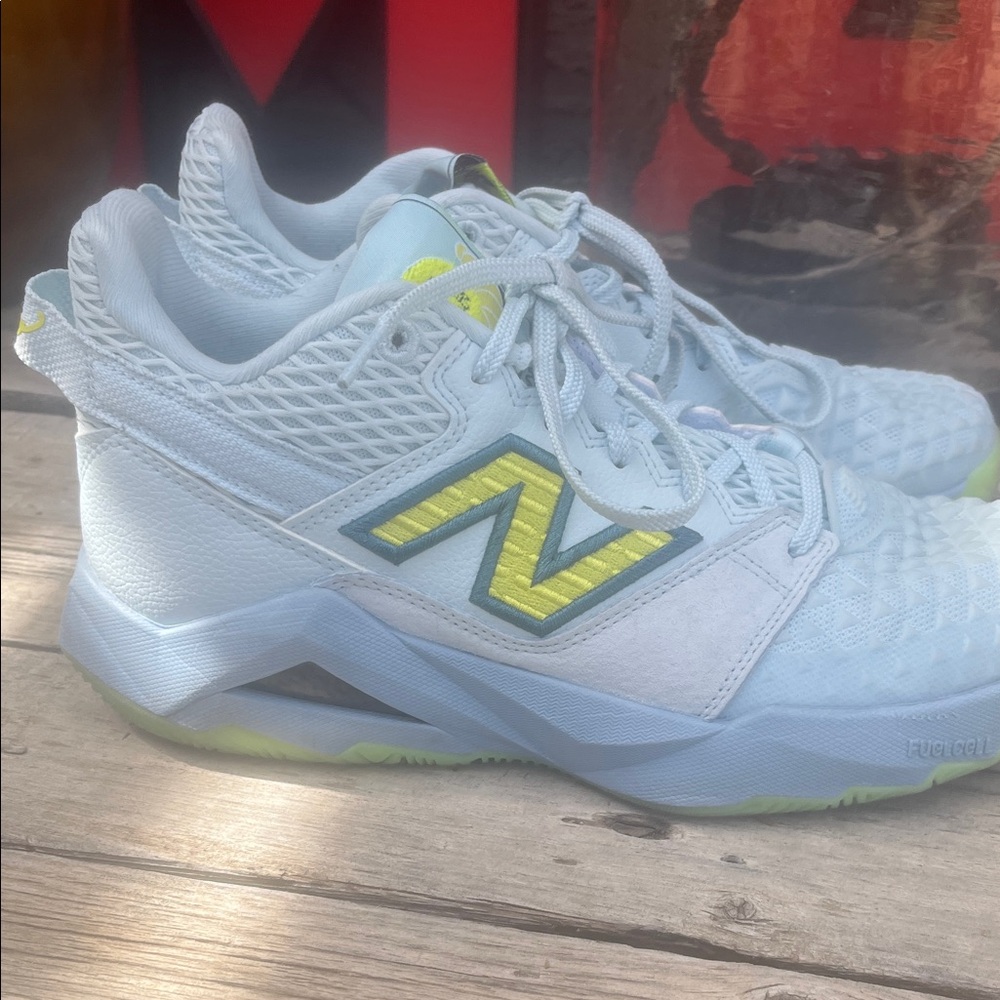 Light blue NB Sneakers with Neon Yellow Accents-COCO Gault